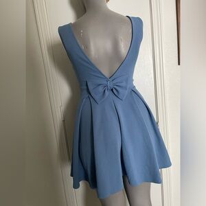 Blue stretchy summer mini dress